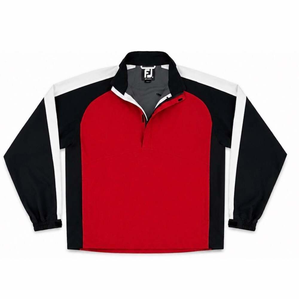 FootJoy DryJoys Quarter Zip Golf Windbreaker Rain Jacket Red Black White Medium